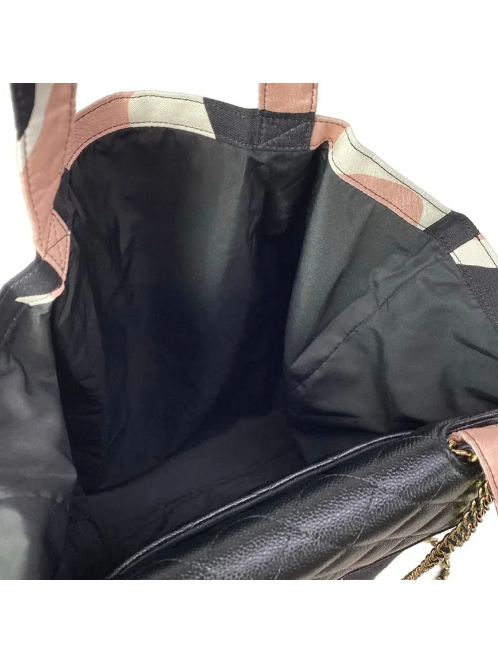 Chanel Shoulder Bag Quilted Black Light Pink White Gold Chain Foldable 2-Way